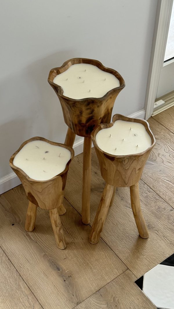 ⁦נר עץ שלוש רגליים - WOOD STAND⁩ – תמונה ⁦4⁩