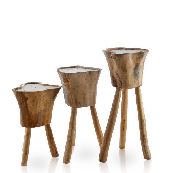 נר עץ שלוש רגליים - WOOD STAND